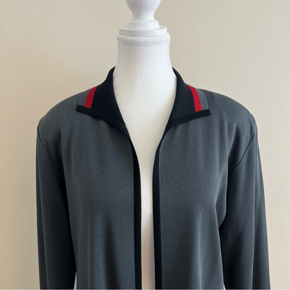 Exclusively Misook Open Front Cardigan Sweater in Gray Size Small