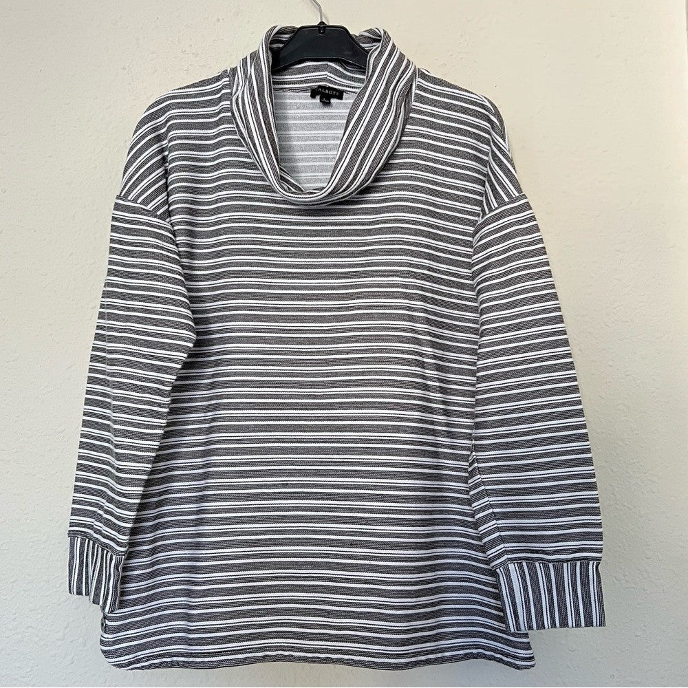 Talbots Womens Cowl Neck Striped Pullover Sweater Size Large