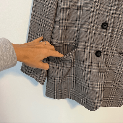 Vintage Talbots Plaid Collarless Blazer Size 4 Academia Career Office