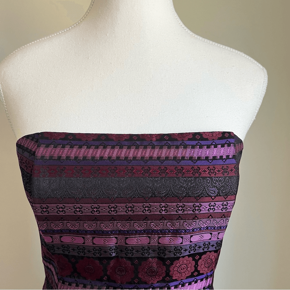 Jessica McClintock Gunne Sax Vintage 1990s Column Brocade Gown Size 5 Strapless