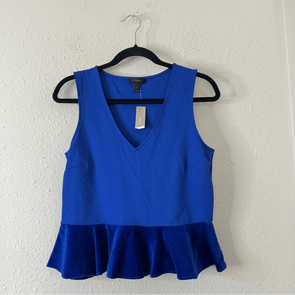 J. Crew Royal Blue Peplum Tank Top NEW Size Small
