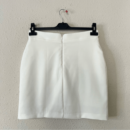 Nookie Gold Button White Mini Skirt Size Small