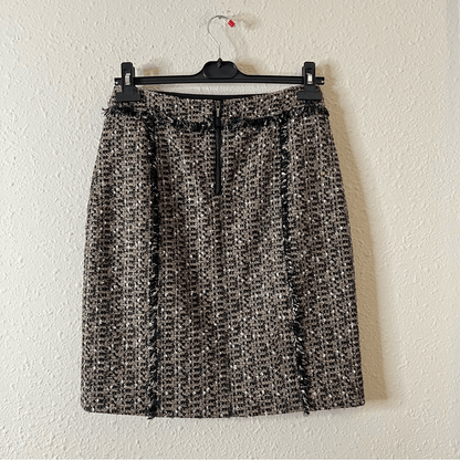 Tory Burch Tweed Mini Pencil Skirt Size 6 in Brown / Tan Wool Blend