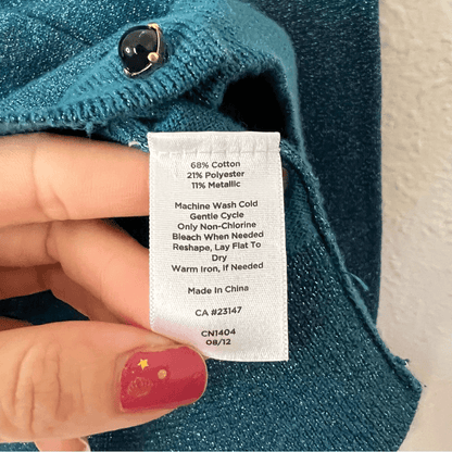 Talbots Metallic Shimmer Cardigan Sweater Plus Size 1X Holiday Festive