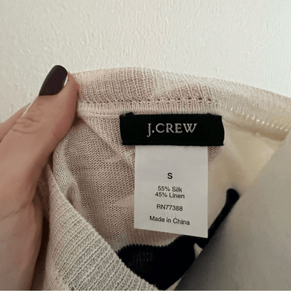J. Crew Stripe Swingtime Silk Linen Blend Sweater Top Size Small Lightweight