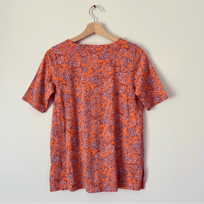 J. Jill Paisley Pima Slub Scoop Neck Tee Top Size XS