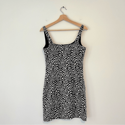 Banana Republic Sloan Zebra Print Square Neck Stretch Sheath Dress Size 6