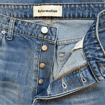 Reformation Fawcett High Waist Wide Leg Cropped Jeans Size 31 Celtic Wash