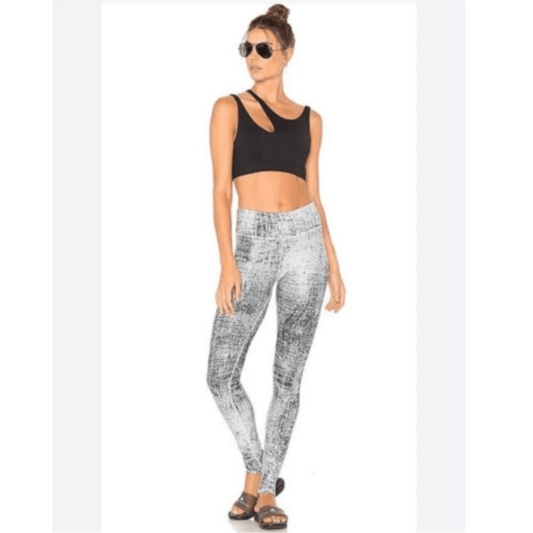 ALO Yoga Tech Lift Airbrush Full-Length Performance Leggings In Crackle Gray S