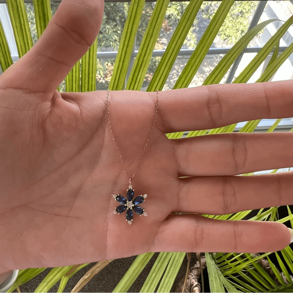 925 Silver Rose Plated Lotus Flower Necklace NEW