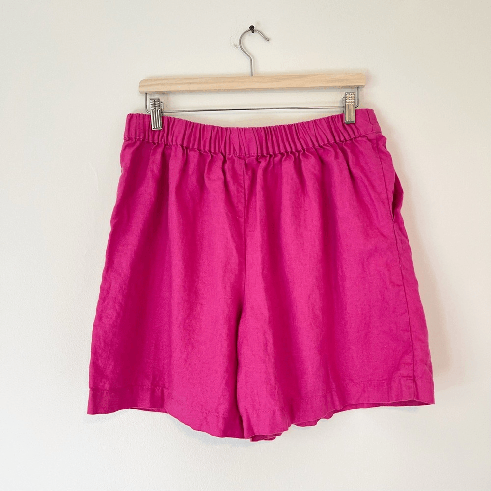 Boden 100% Linen Pink Pull on Shorts Size 10 Barbiecore Coastal Vacation