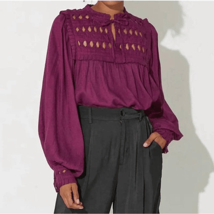 CLEOBELLA Sabella Peasant Blouse in Aubergine NEW Size Small