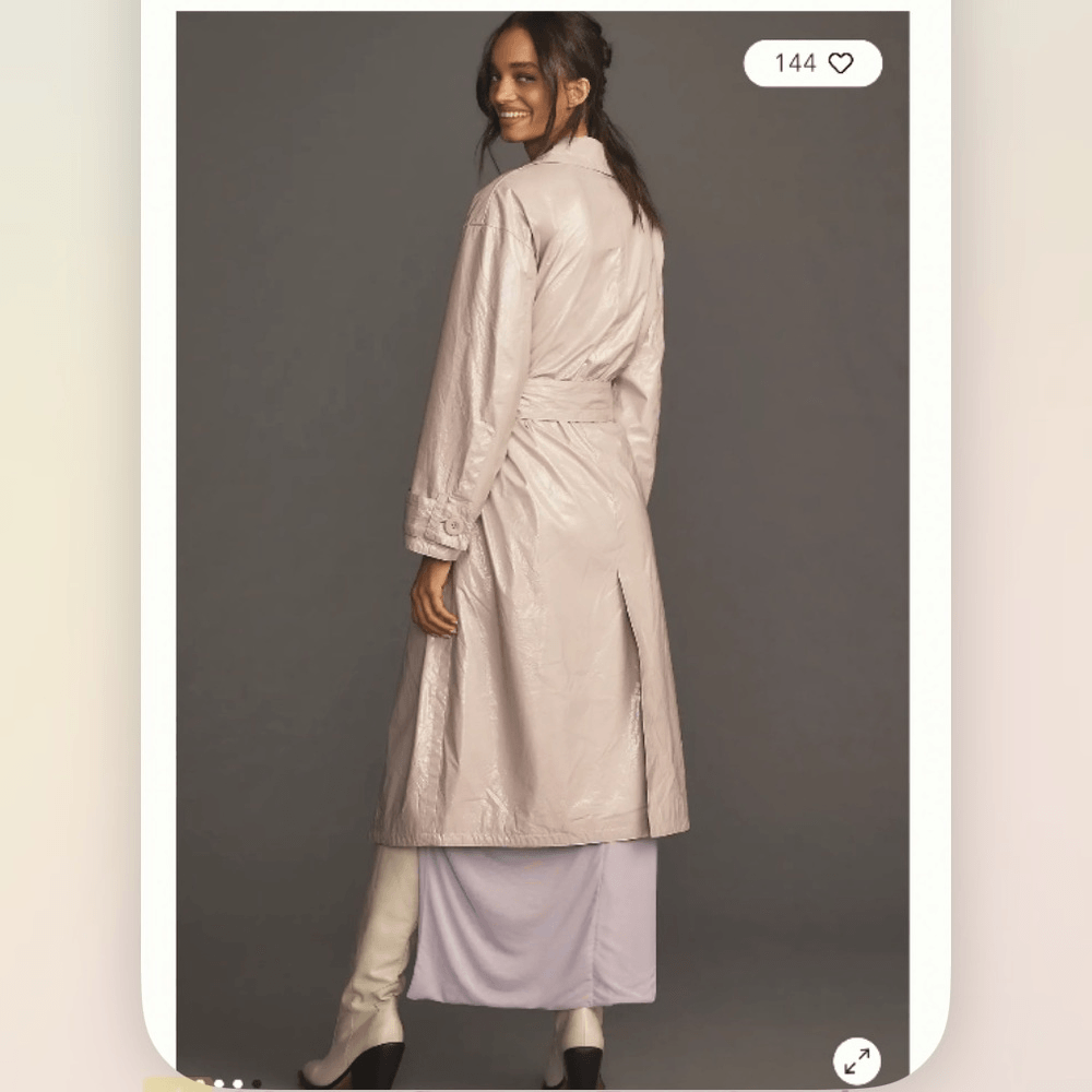 Anthropologie Maeve Patent Faux Leather Trench Coat NEW Size Medium