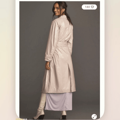 Anthropologie Maeve Patent Faux Leather Trench Coat NEW Size Medium