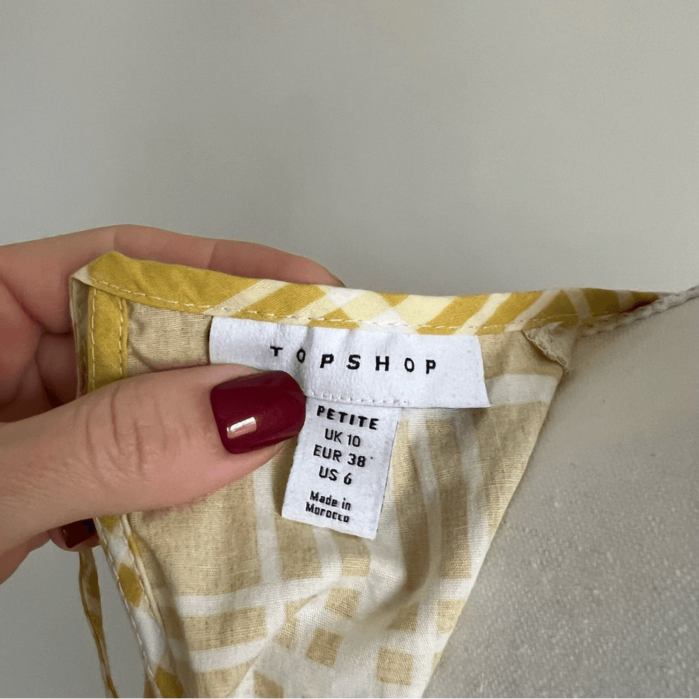 Topshop Yellow Check Mini Poplin Dress Size 6
