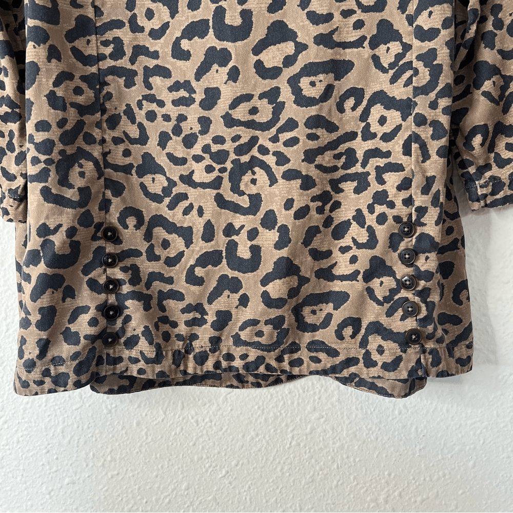 Soft Surroundings Leopard Print  Raelynn Lyocell Pullover Blouse Size Medium