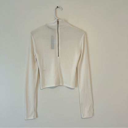 Alice + Olivia Classics Garrison Slim Mock Neck Long Sleeve Top NEW Cream Small