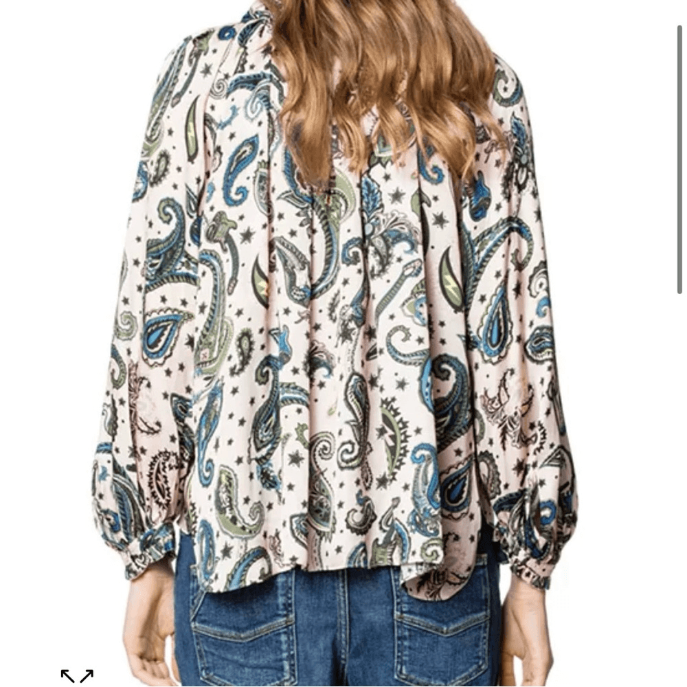 Zadig & Voltaire Theresa Print Paisley Tunic Top Blouse Small Long Sleeve Pink