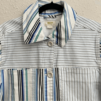 Anthropologie Maeve Striped Button Down Shacket Shirt Jacket NEW Size Medium