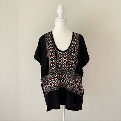 Madewell Embroidered Knit Short Sleeve Blouse Top Size Large