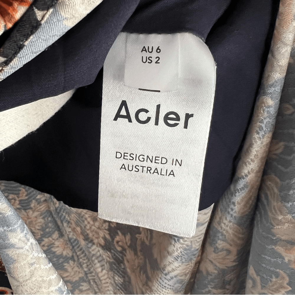 Acler Tippet Floral Flutter Sleeve Midi Dress Size 2