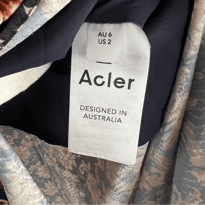 Acler Tippet Floral Flutter Sleeve Midi Dress Size 2