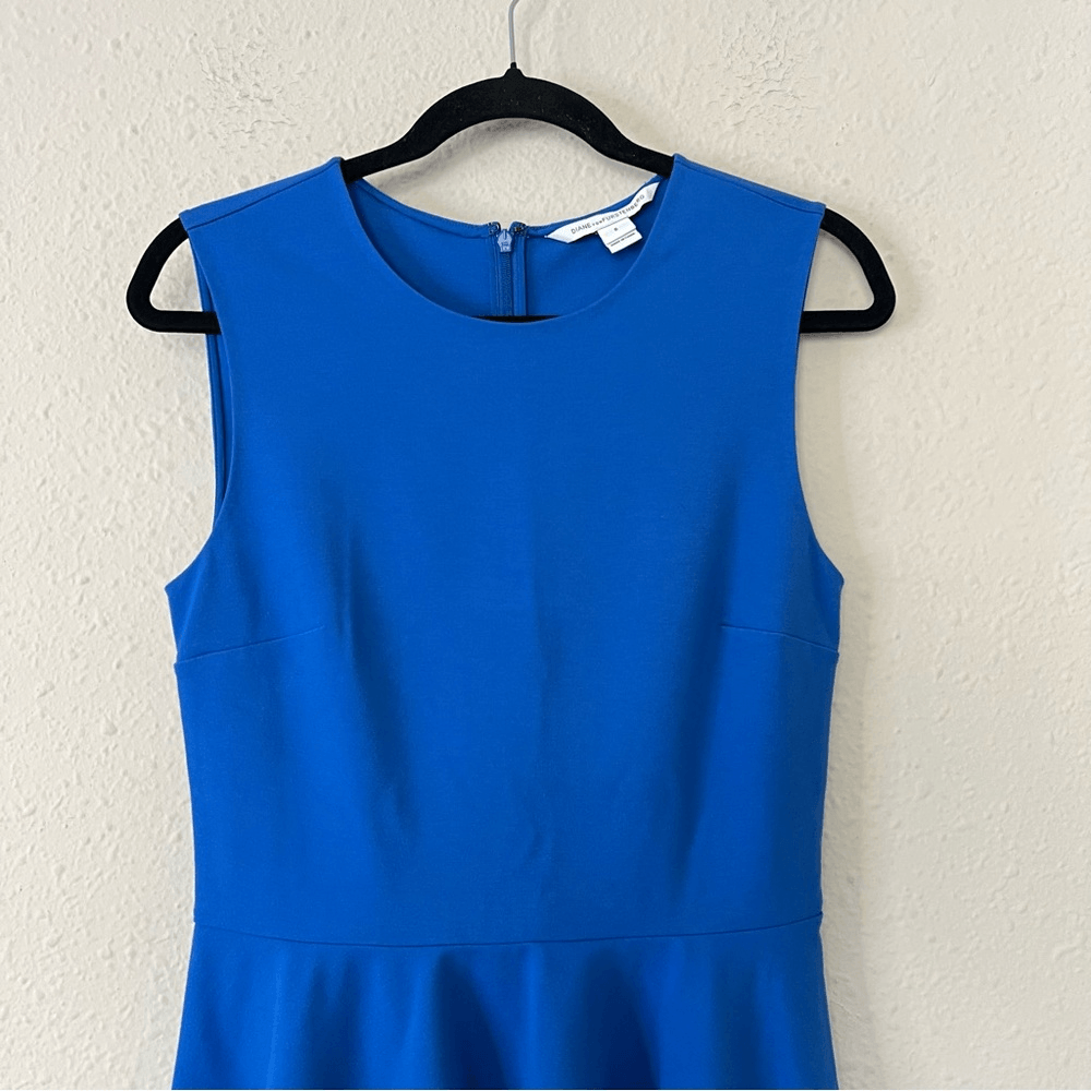Diane Von Furstenberg Jeannie Electric Blue Fit and Flare Mini Skater Dress 6