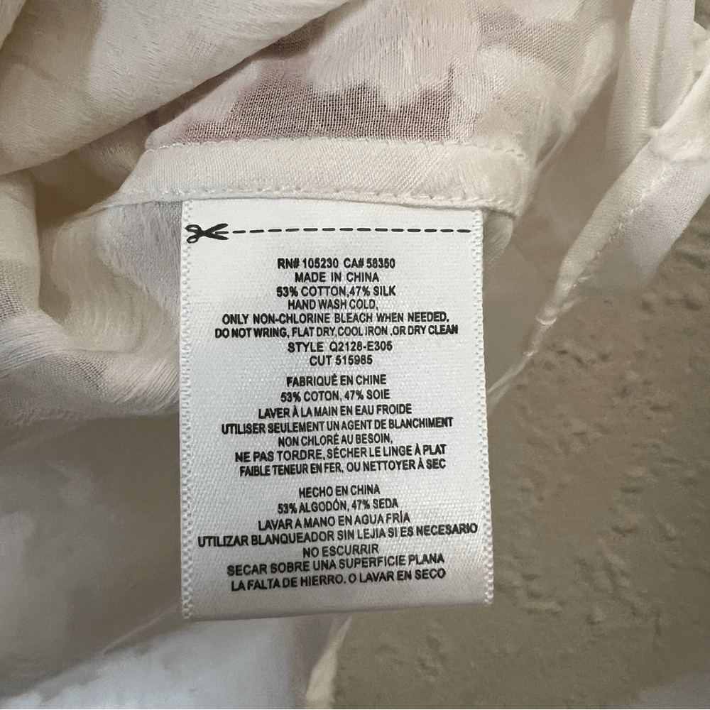 Equipment Riley Tee Silk Sheer Floral Blouse Top NEW in White Small Short Sleeve