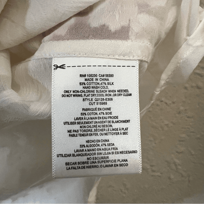 Equipment Riley Tee Silk Sheer Floral Blouse Top NEW in White Small Short Sleeve