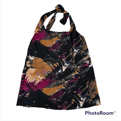 Ann Taylor Black Multi Color Halter Top Size 2
