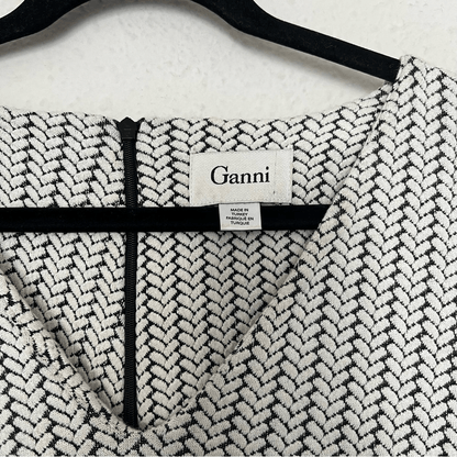 Ganni Anthropologie Jacquard Jersey Knife Pleated Dress Size Large