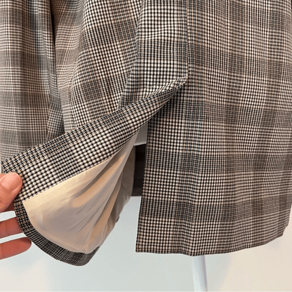 A New Day Plaid Blazer Jacket in Tan Size Medium Double Breasted Career Work