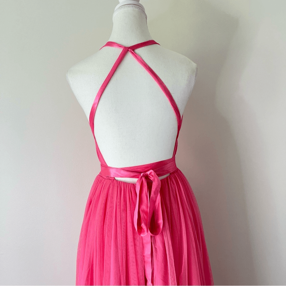 ASOS Tulle TuTu Halter Midi Dress NEW Size 4 Pink Prom Homecoming