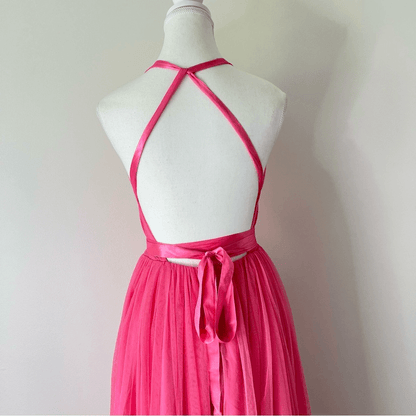 ASOS Tulle TuTu Halter Midi Dress NEW Size 4 Pink Prom Homecoming