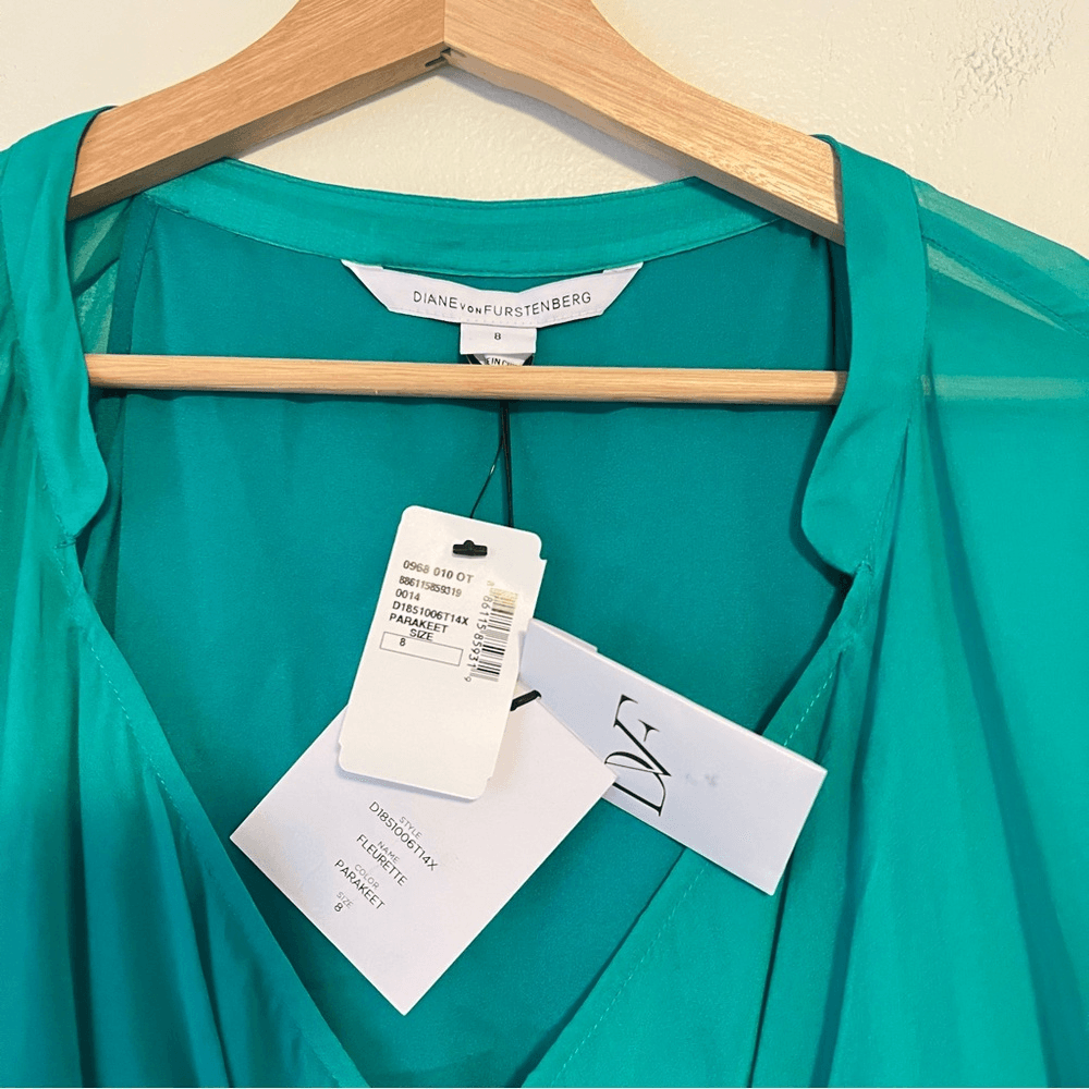 Diane von Furstenberg Fleurette Silk Dolman Sleeve Tunic Dress Mini NEW Size 8