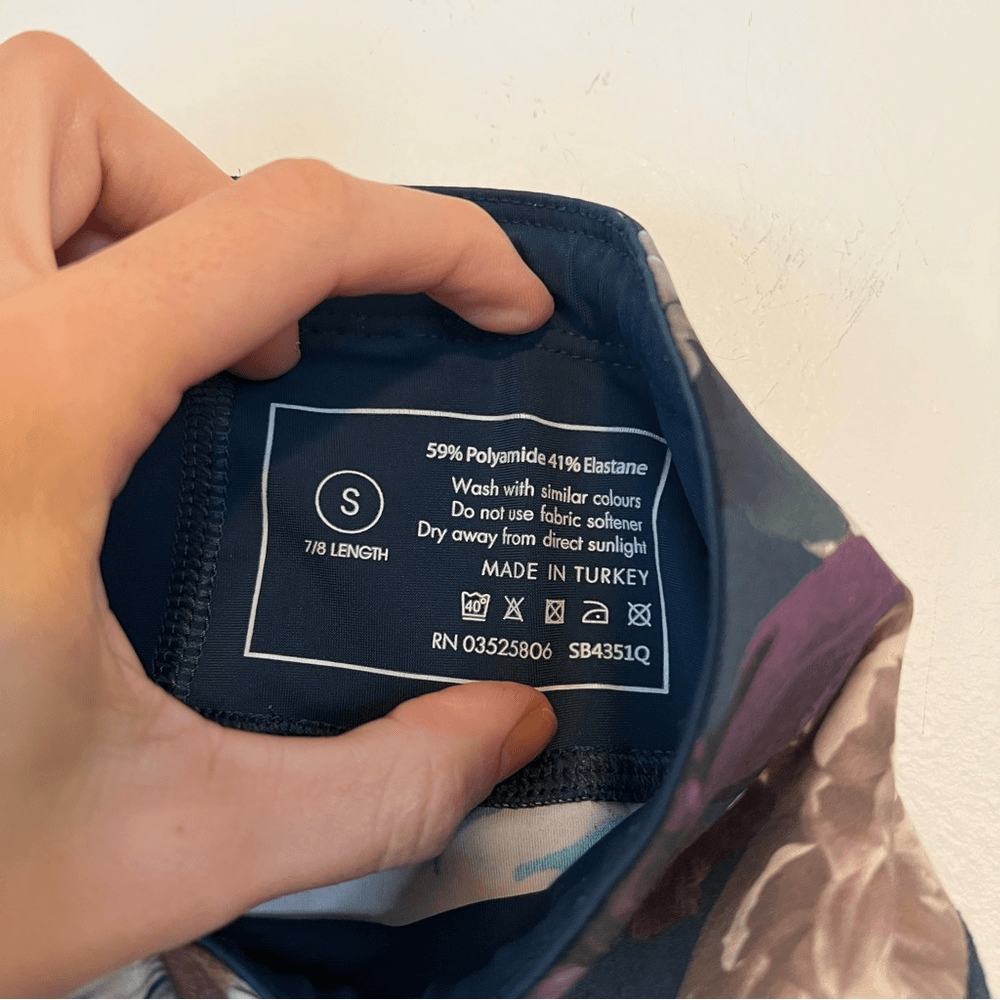 Sweaty Betty The Zero Gravity 7/8 Leggings Floral Size Small Side Pocket