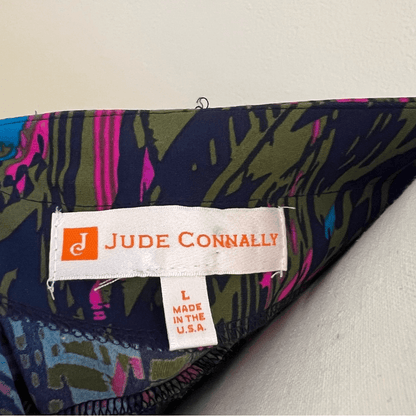 Jude Connally Abstract Feather Short Sleeve Shift Mini Dress Size Large