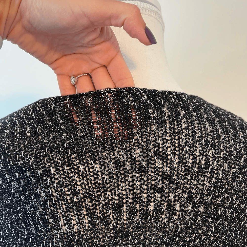 J. Jill Black & Gray Marled Textured Open Front Cotton Blend Cardigan Size Large