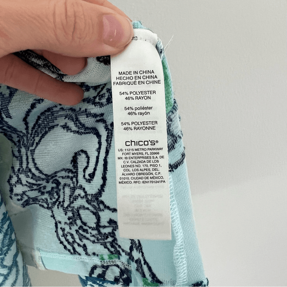 Chico's Blue and Green Patterned Mini Tunic Dress with Jacket Size 2 / L