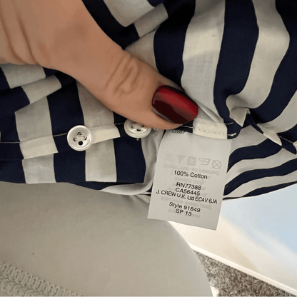J. CREW Striped Boy Shirt Navy Blue White Long Sleeve Button Down Size 6