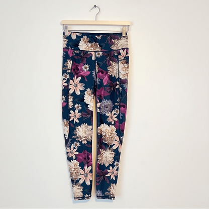 Sweaty Betty The Zero Gravity 7/8 Leggings Floral Size Small Side Pocket