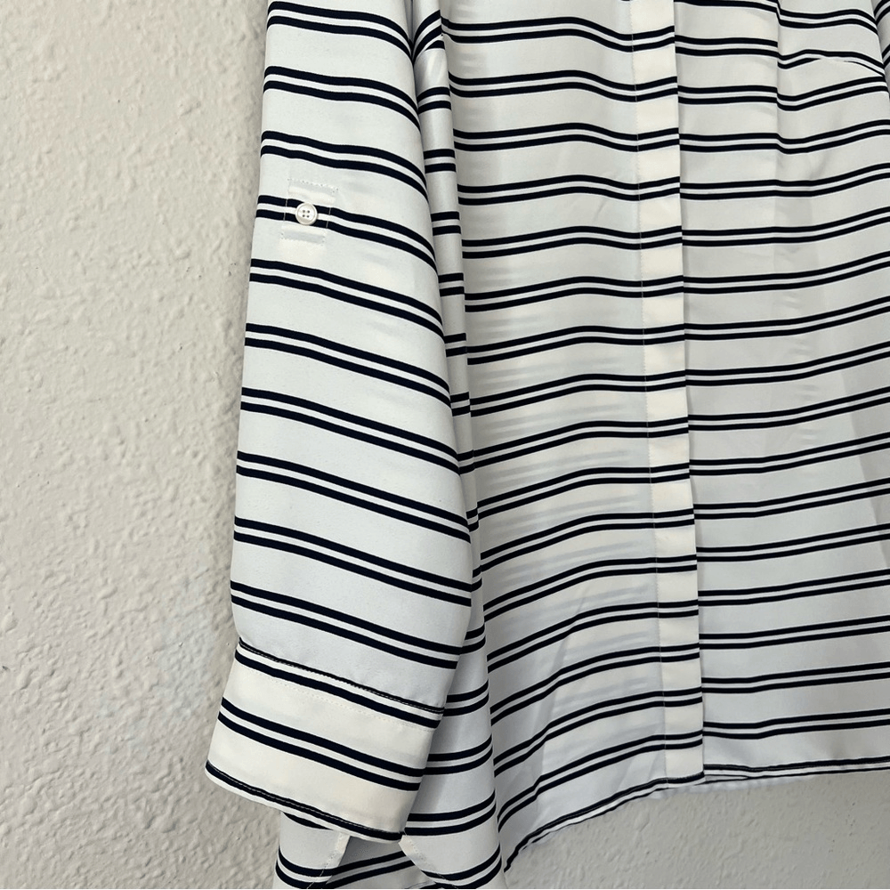 Talbots Boyfriend Button Down Shirt Blouse Striped Size Medium