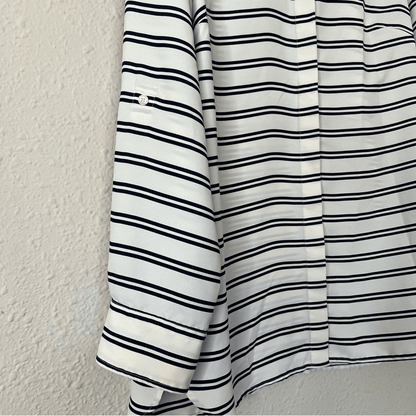 Talbots Boyfriend Button Down Shirt Blouse Striped Size Medium