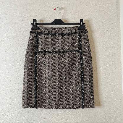 Tory Burch Tweed Mini Pencil Skirt Size 6 in Brown / Tan Wool Blend