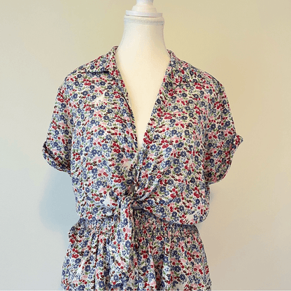 Poupette St Barth Branda Floral Tiered Shirt Mini Dress Size Medium