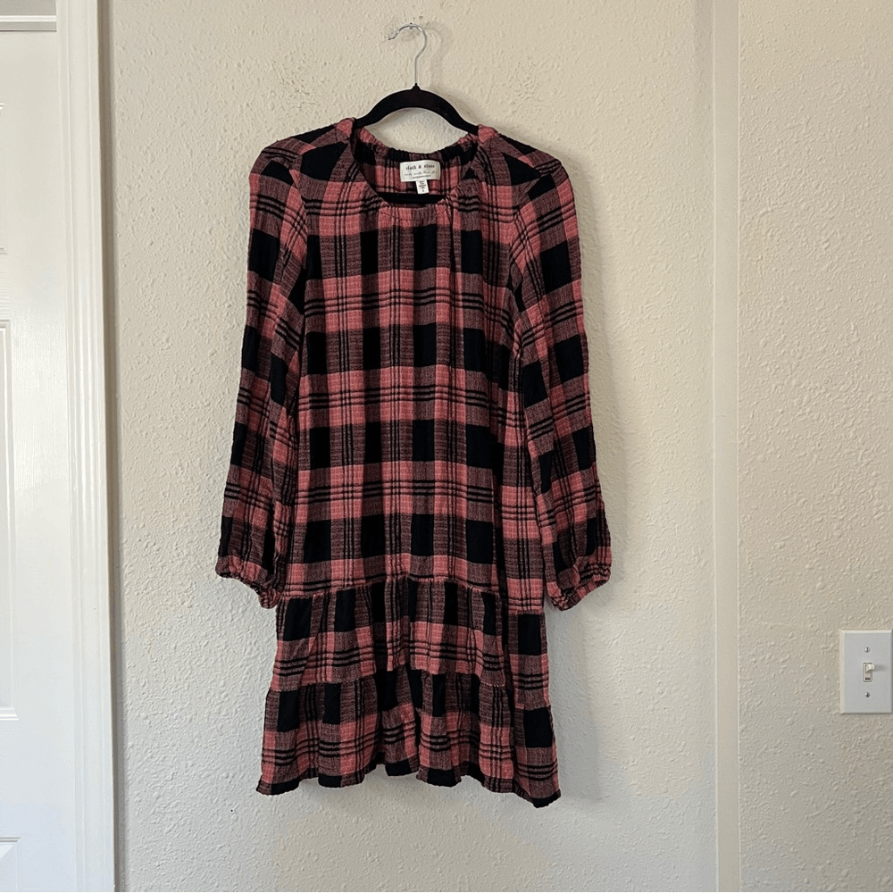 Anthropologie Cloth & Stone Daia Plaid Mini Dress Size Large (Missing Belt)