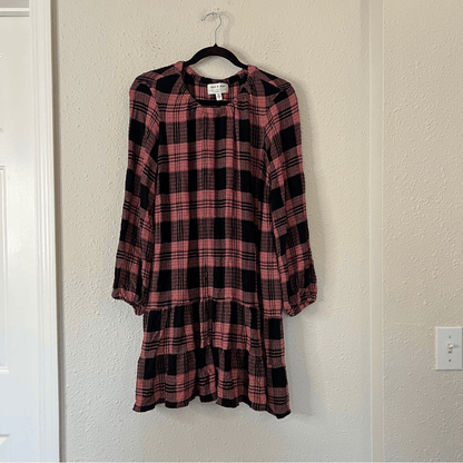 Anthropologie Cloth & Stone Daia Plaid Mini Dress Size Large (Missing Belt)
