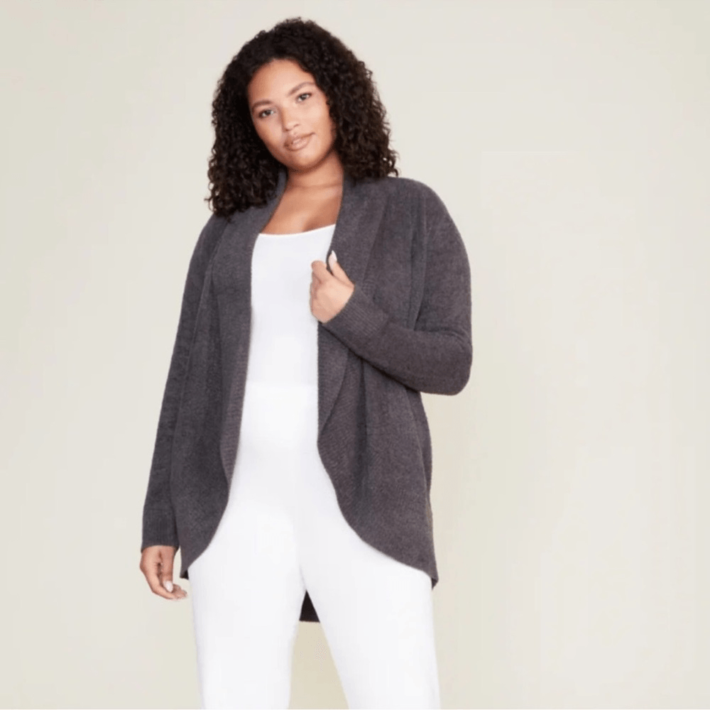 Barefoot Dreams Cozychic Lite Cardigan Pus Size 3X in Charcoal Gray STYLE 494
