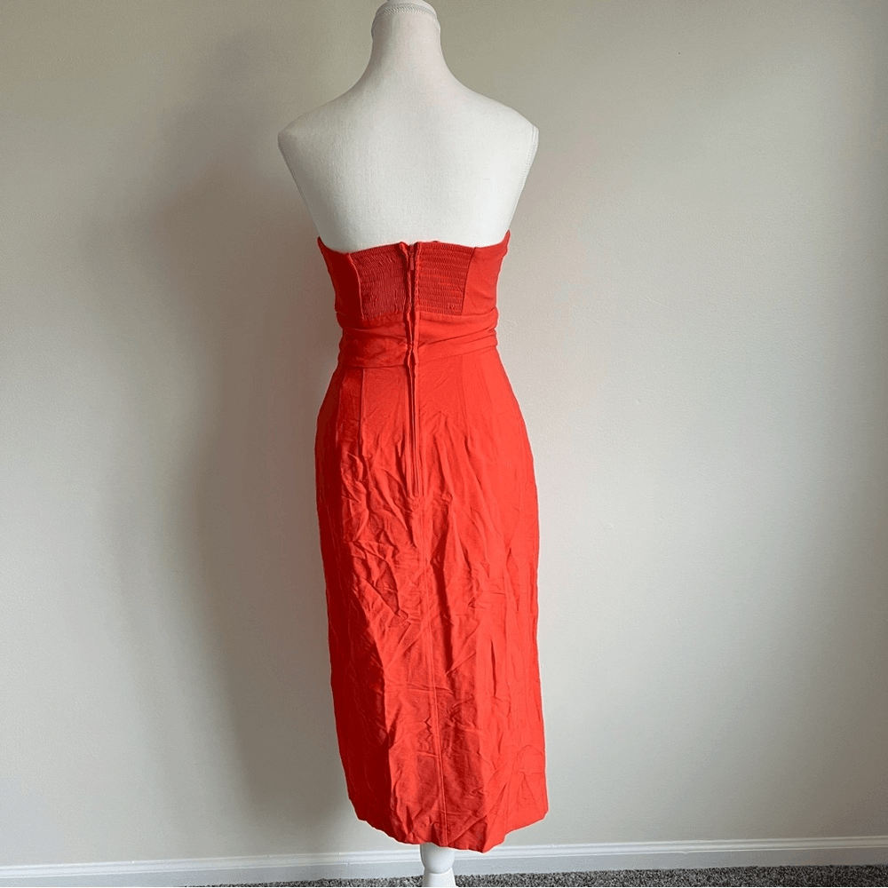 Finders Keepers Chiquita Strapless Midi Dress NEW Size XS Orange