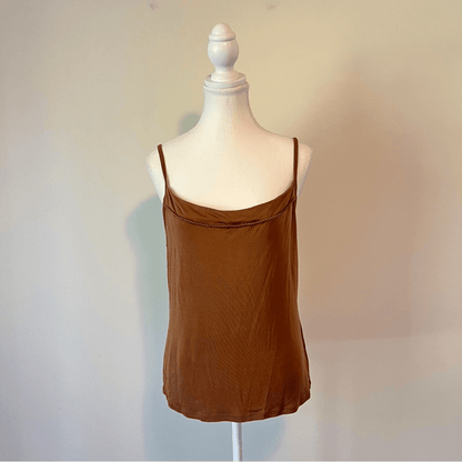 Lafayette 148 New York 100% Silk Tank Top Cami Size XL Chocolate Brown